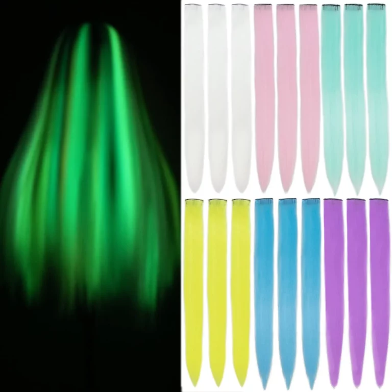 Glowing In the Dark Hair Extension Clip In Hair 18PCS